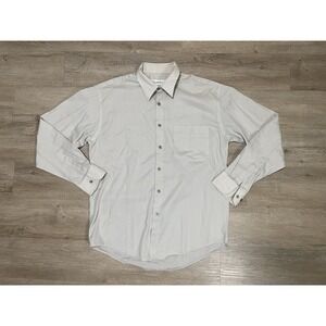 Vintage Yves Saint Laurent Dress Shirt Mens Sz 15.5 34 M Gray Button Front L/S